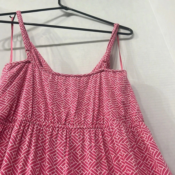 5/48 Saks Fifth Avenue Pink &White Print Dress Size Large. - Picture 5 of 5